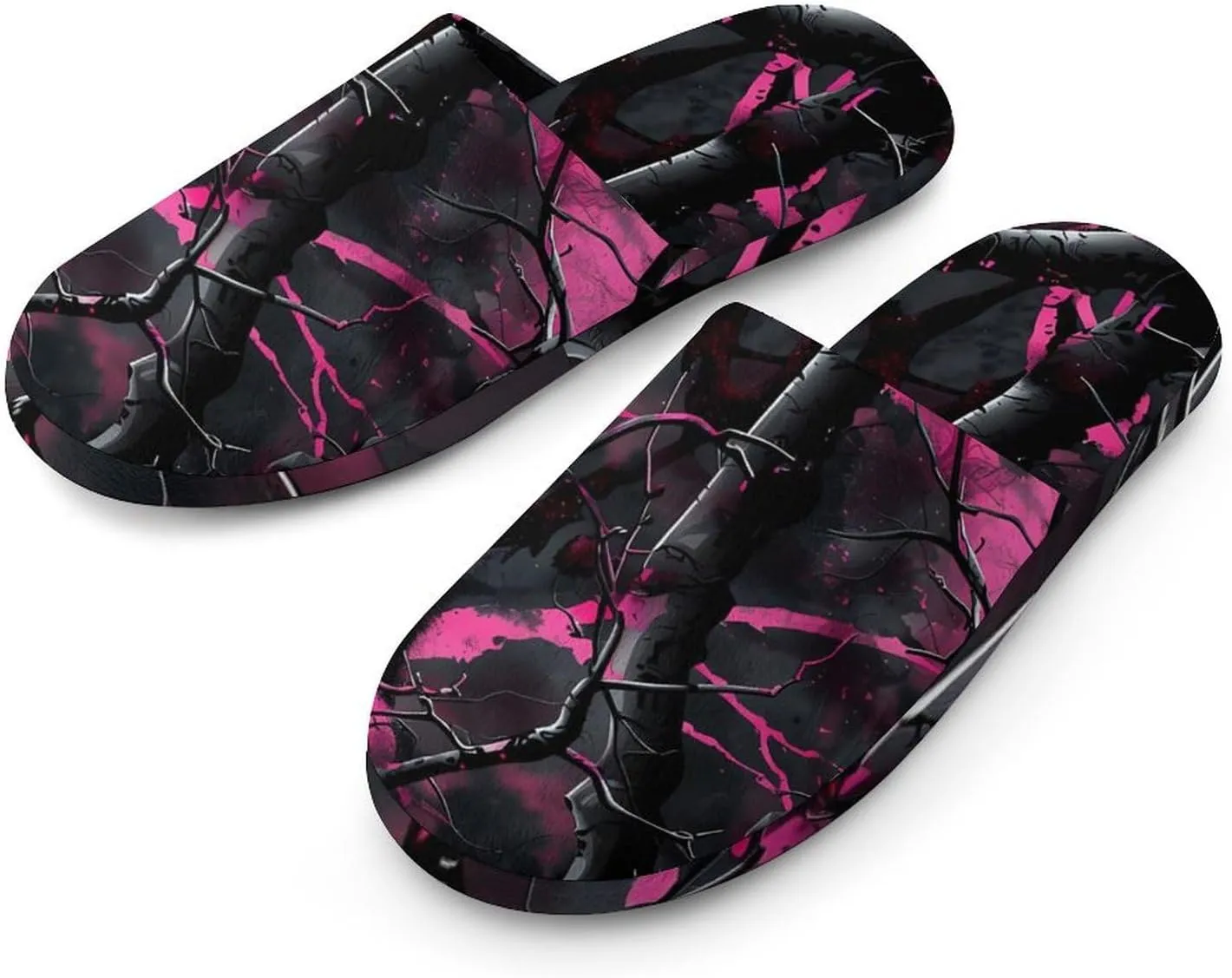 Camouflage Purple Hunting Warm Mens Slippers Winter Slip On Breathable Lightweight House Shoes Washable Indoor