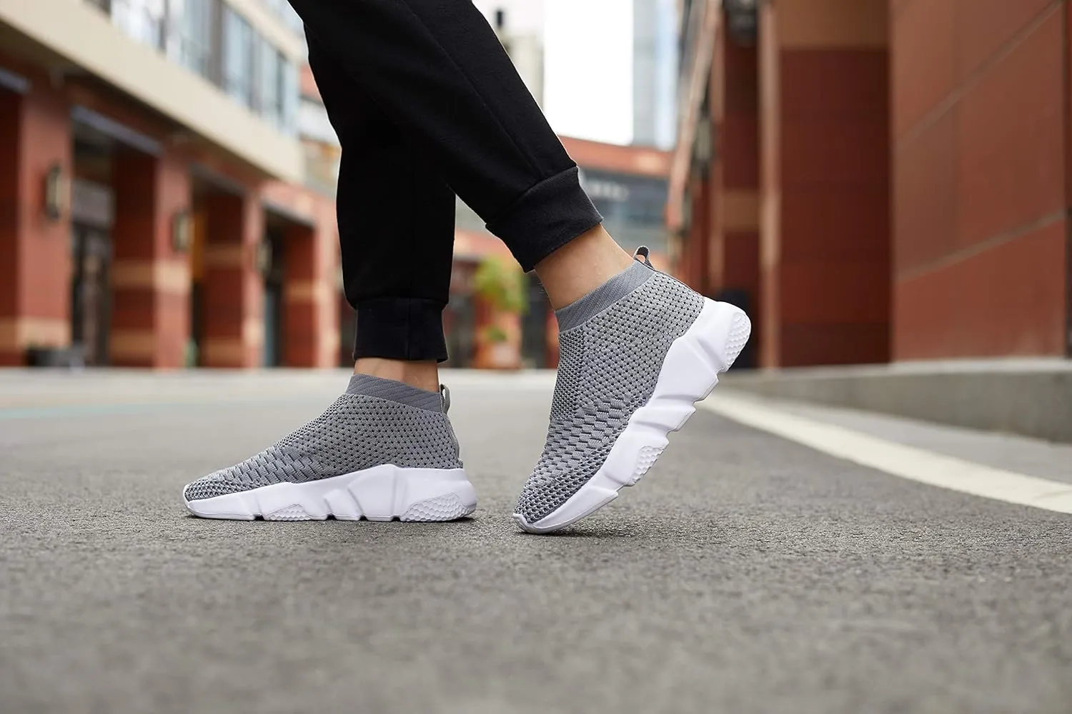 Casbeam Men's Running Knit Comfortable Lightweight Breathable Casual Sports Shoes Fashion Sneakers Slip-On Walking Shoes