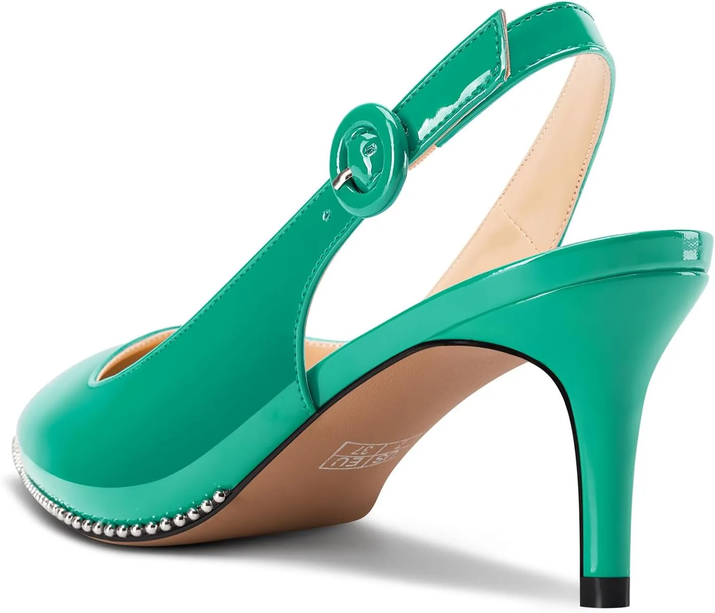 Castamere Womens Mid Kitten Heel Pointed Toe Slingback Slip-On Pumps Beaded Pearls Wedding Prom 2.6 Inches Heels