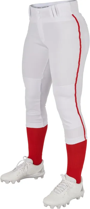 CHAMPRO Girls' Tournament Low-Rise Youth Softball Pants with Braid