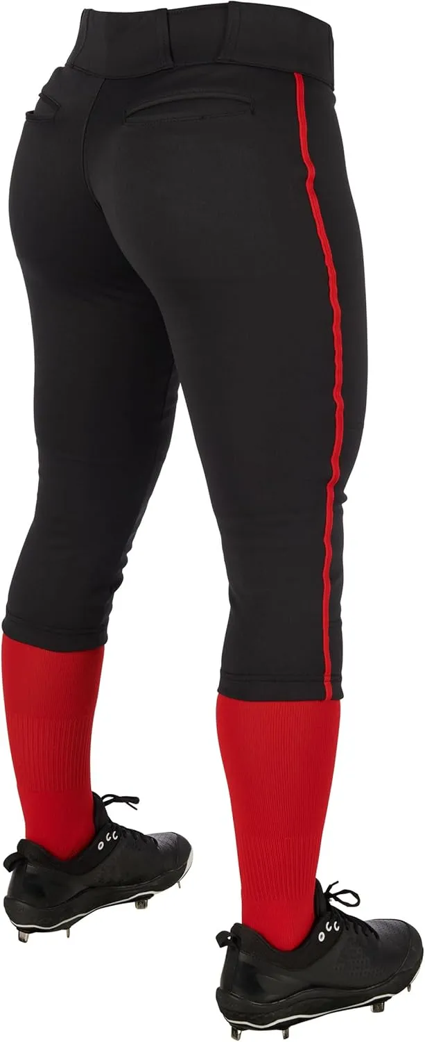 CHAMPRO Girls' Tournament Low-Rise Youth Softball Pants with Braid
