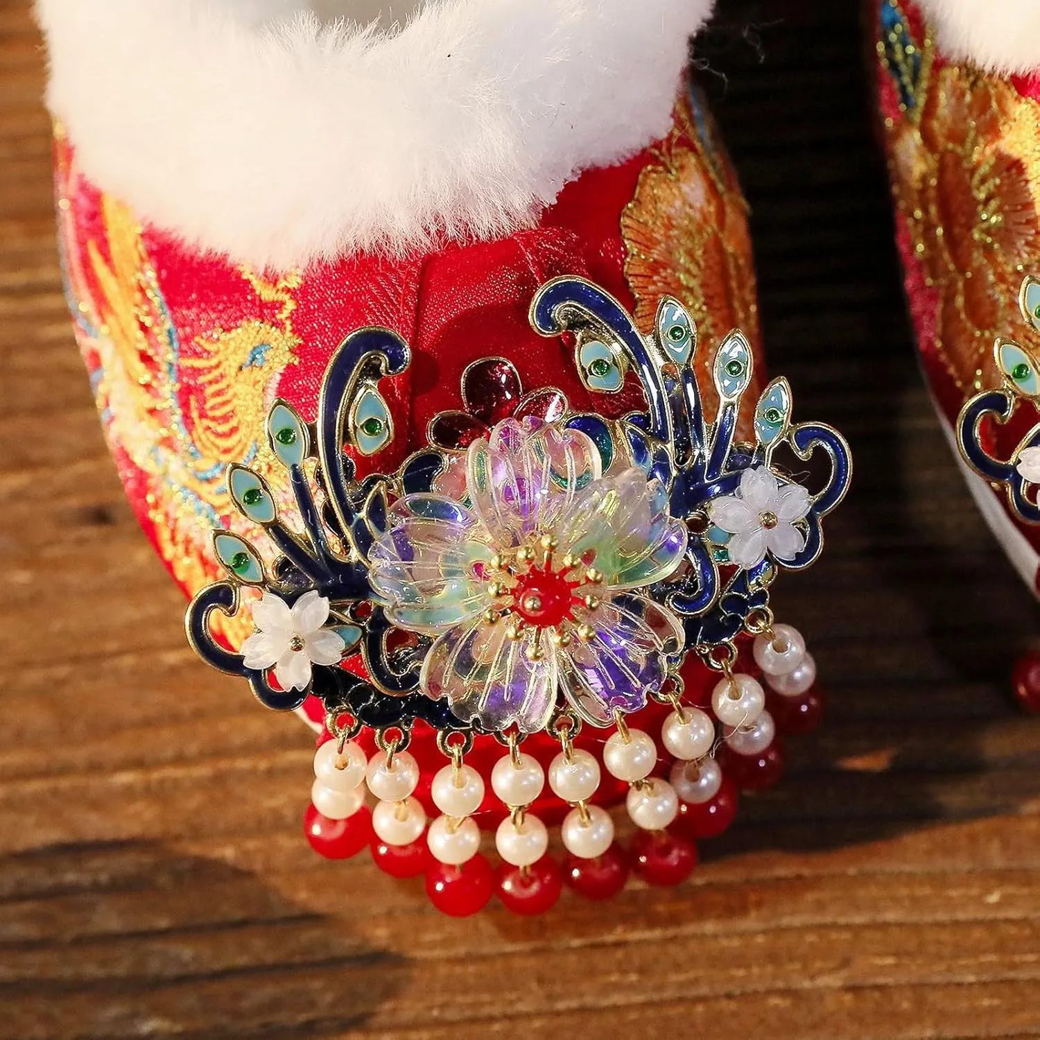 Chinese Bridal Embroidery Flats Embroideried Mary Janes Slip On Shoes