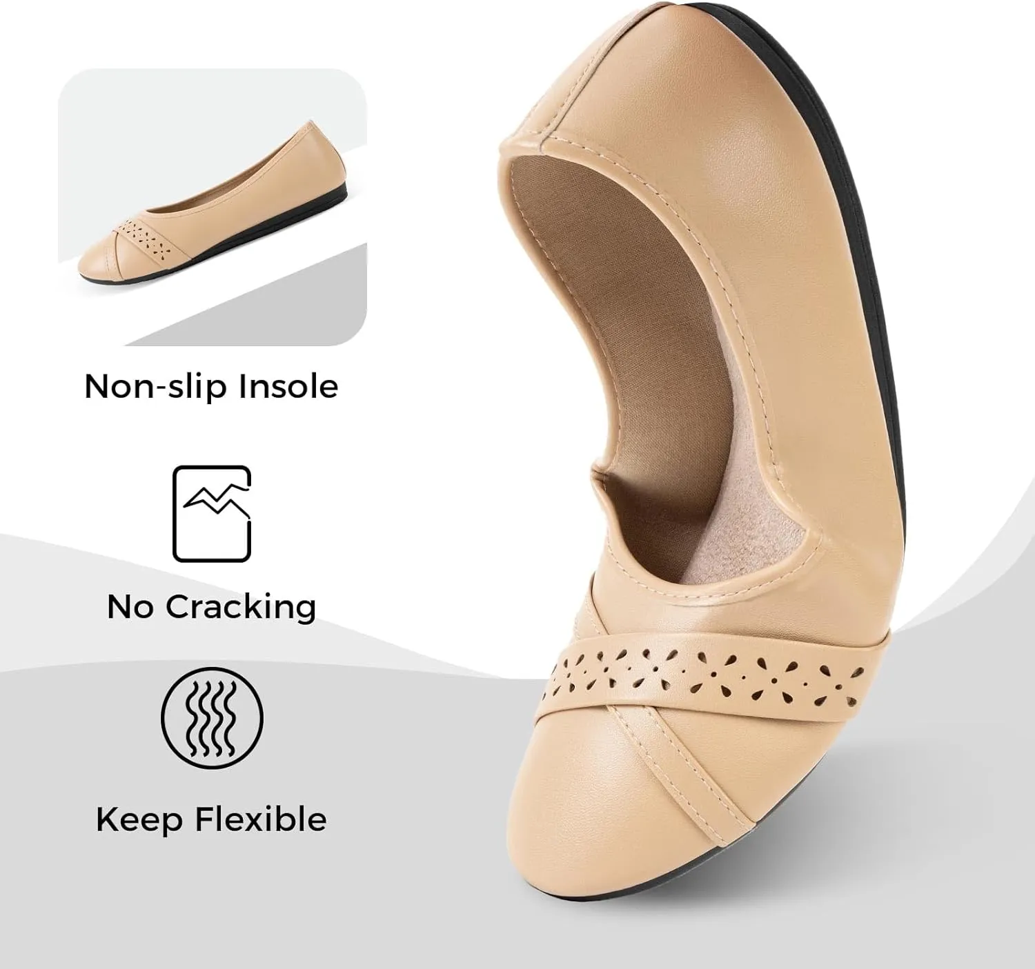 CHIN·MOON Women's Ballet Flats Comfortable Dressy Walking Dress Casual Shoes