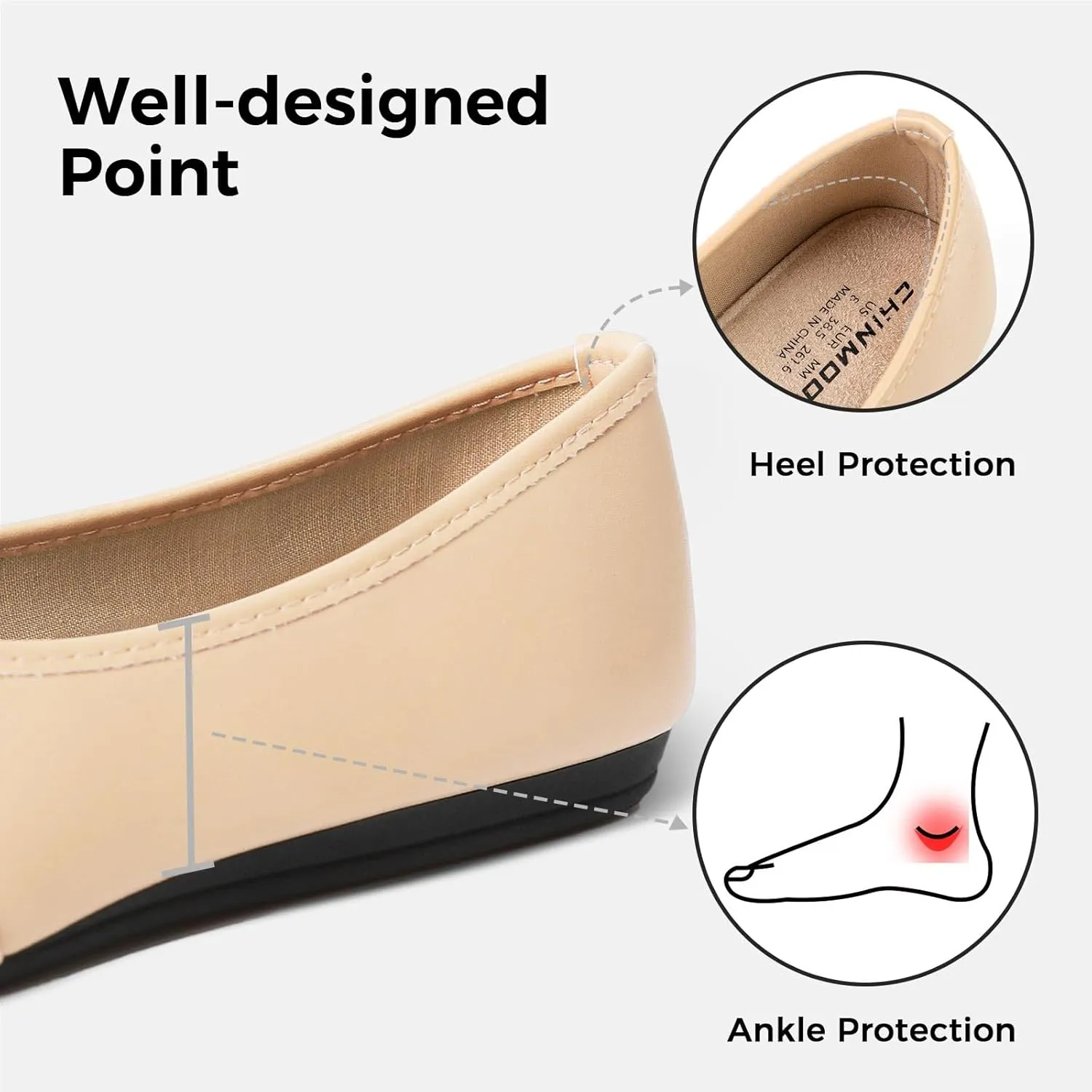 CHIN·MOON Women's Ballet Flats Comfortable Dressy Walking Dress Casual Shoes
