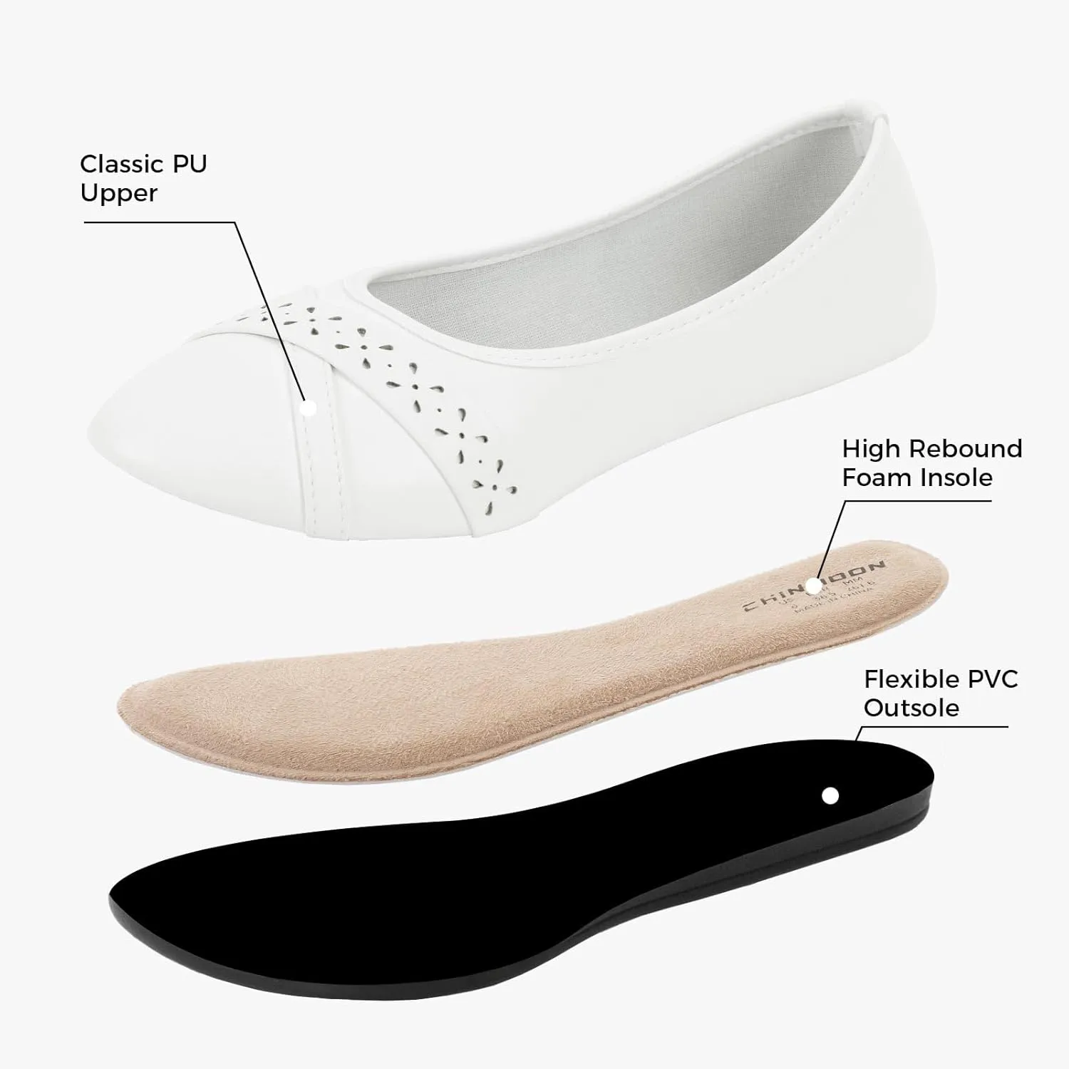 CHIN·MOON Women's Ballet Flats Comfortable Dressy Walking Dress Casual Shoes