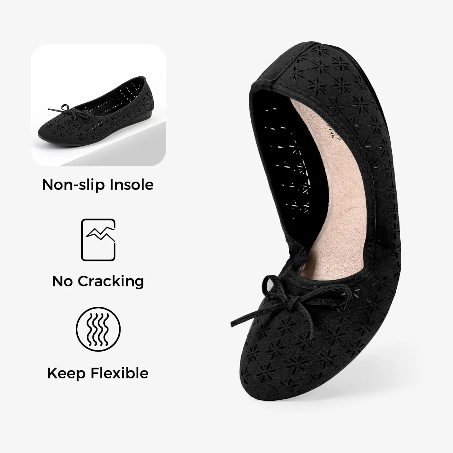 CHIN·MOON Women's Slip-Ons Ballet Flats Comfortable Lightweight Casual Dress Shoes