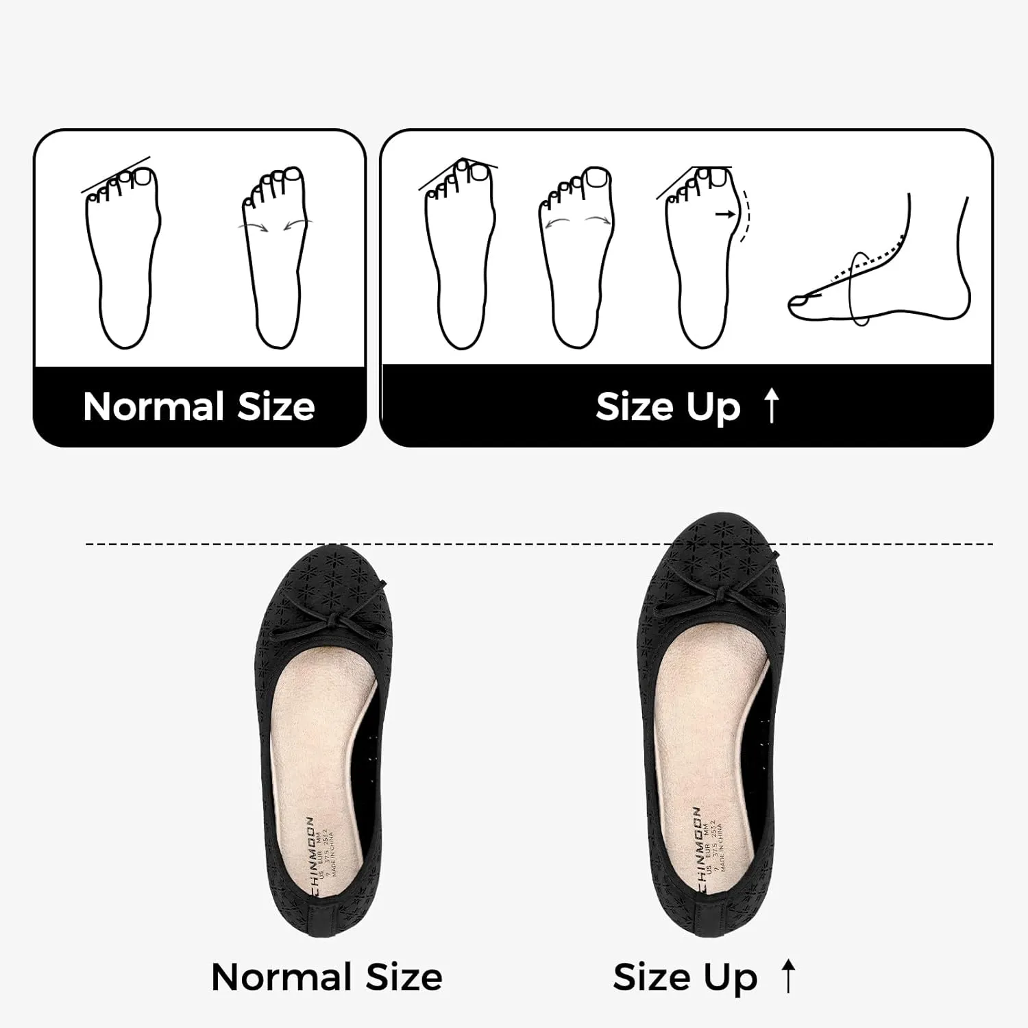 CHIN·MOON Women's Slip-Ons Ballet Flats Comfortable Lightweight Casual Dress Shoes