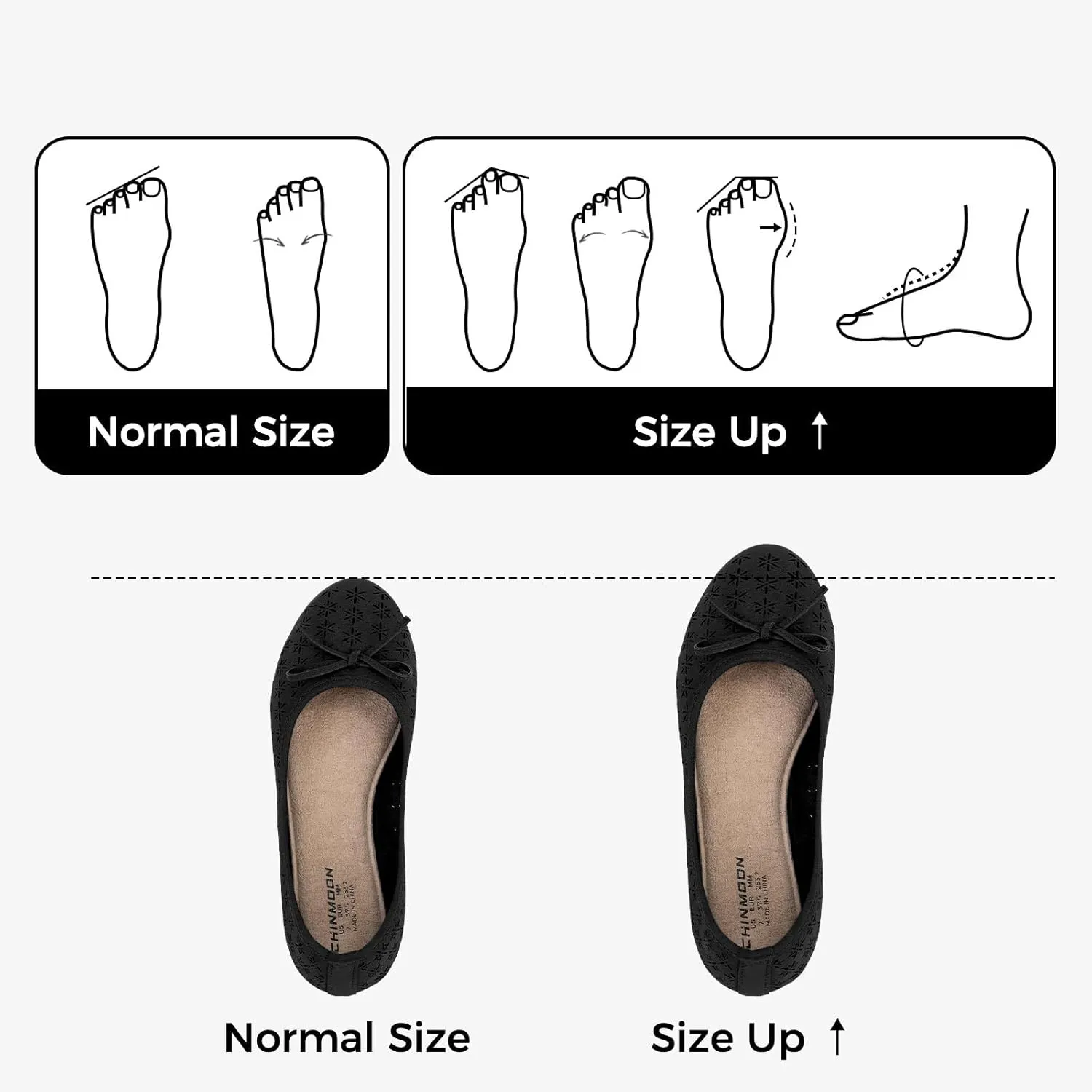 CHIN·MOON Women's Slip-Ons Ballet Flats Comfortable Lightweight Casual Dress Shoes