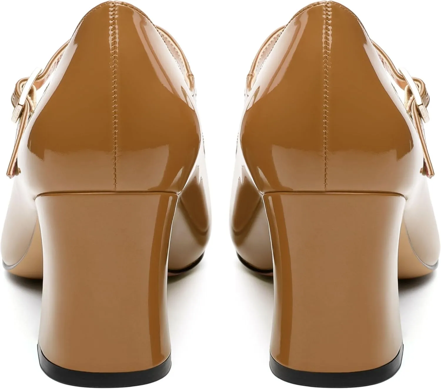 Chunky Block Heels for Women Square Patent Mary Jane Closed Toe Slip On Pumps Party Dress Wedding Shoes 2.5Inch