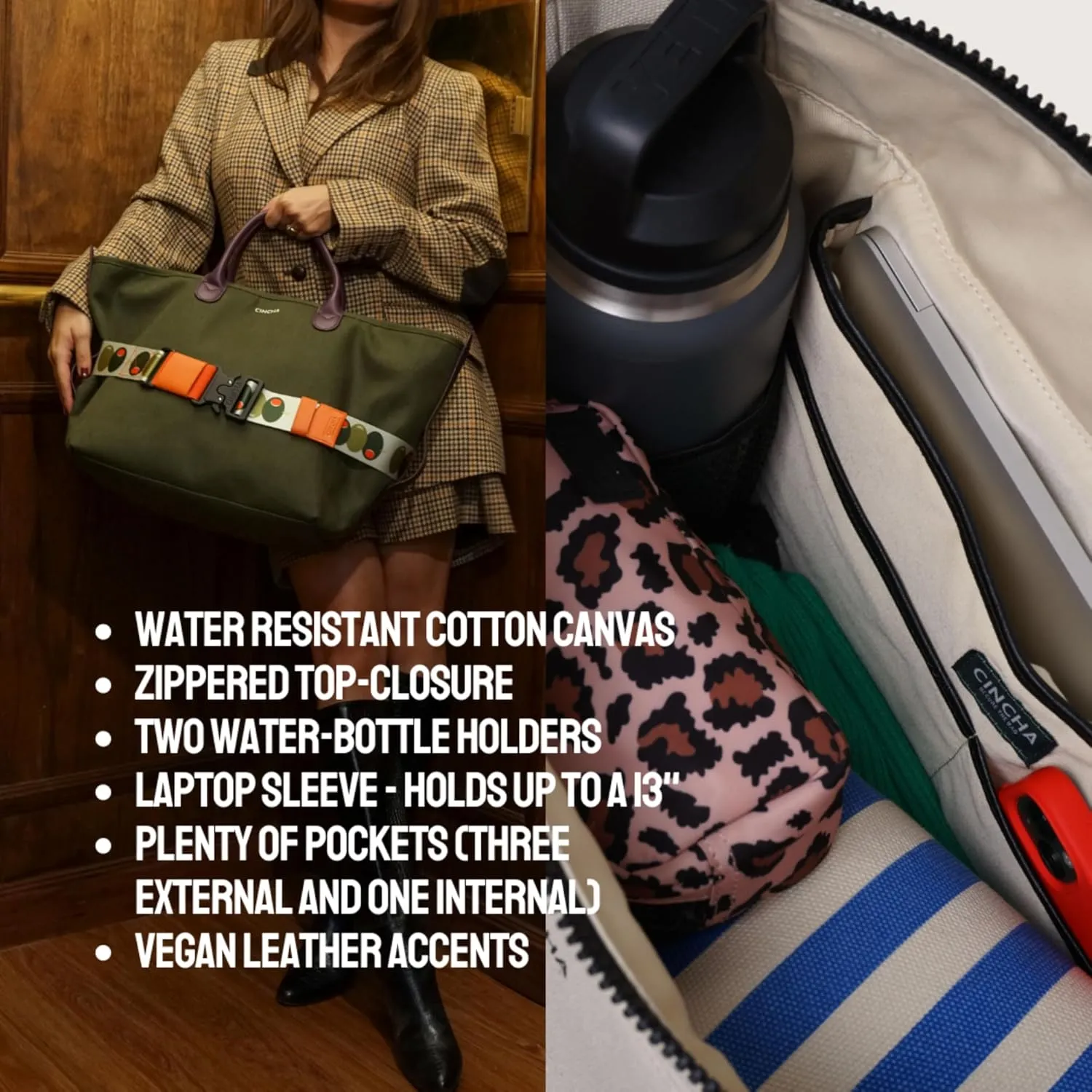 Cincha Canvas Go-Tote Bag, Water-Resistant, Versatile Travel Bag, Lightweight & Compact, As Seen on Oprah's Favorite Things