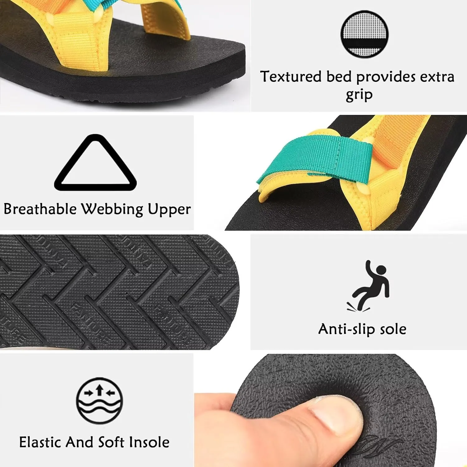 CIOR Women's Sport Sandals Hiking Sandals with Arch Support Yoga Mat Insole Outdoor Light Weight Water Shoes