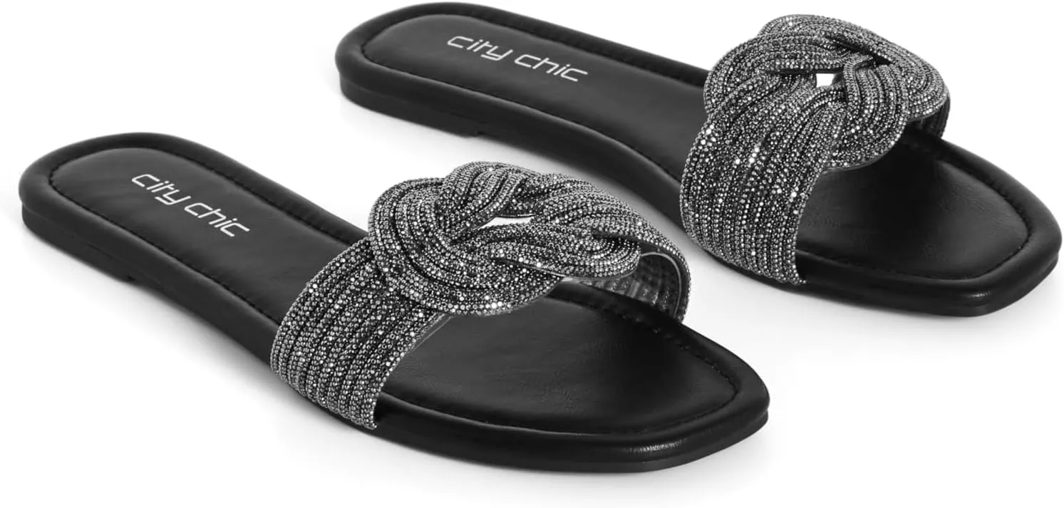 City Chic Women's Sparkle Slide Slipper