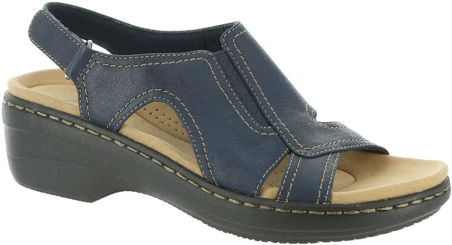 Clarks Merliah Style Heeled Sandal, Navy Leather, 10 Medium