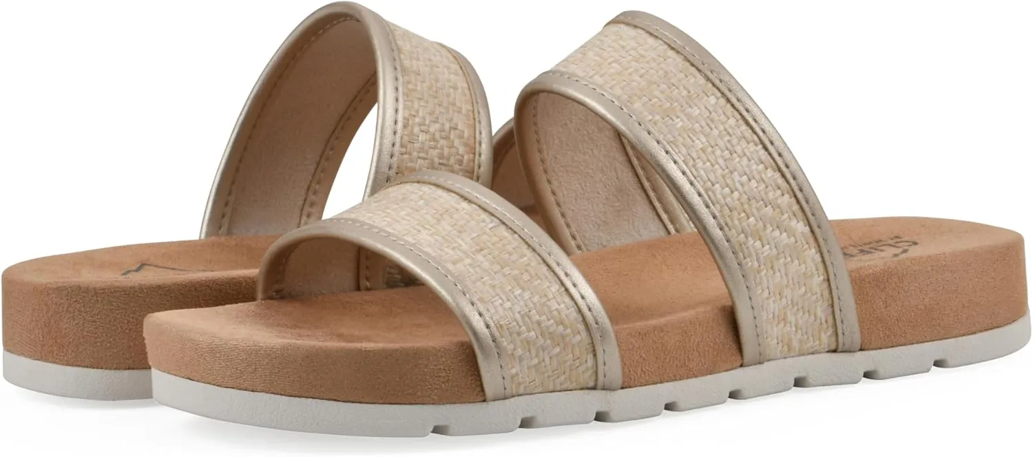 CLIFFS BY WHITE MOUNTAIN Women's Tropical Double Strap Slide Sandal