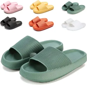 Cloud Slippers for Women and Men Non Slip Super Puffy Comfy Soft Thick Soled Cloud House Slides Sandals Non-Slip Quick Drain Hole Slippers Open Toe Bathroom Shoes