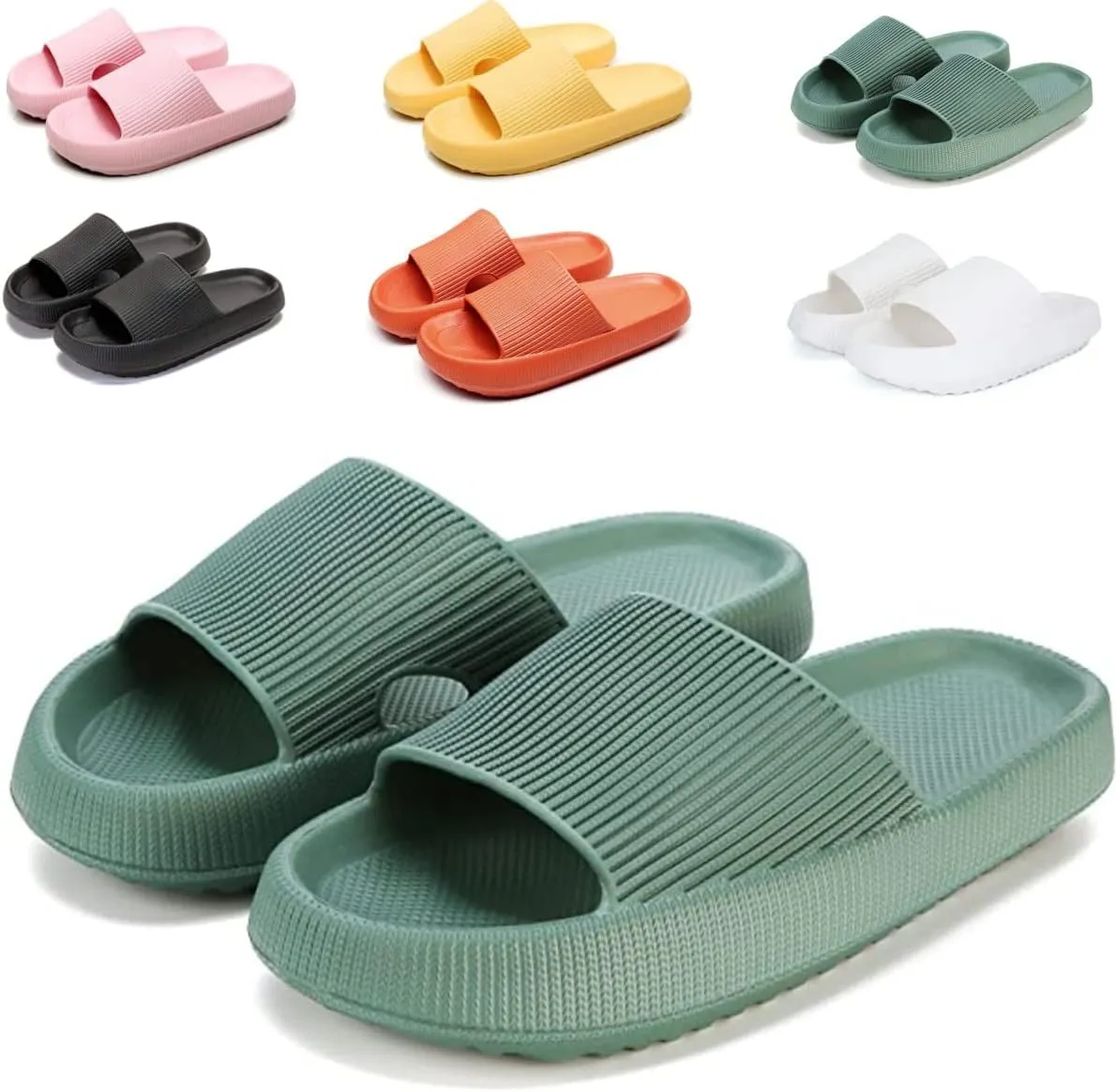 Cloud Slippers for Women and Men Non Slip Super Puffy Comfy Soft Thick Soled Cloud House Slides Sandals Non-Slip Quick Drain Hole Slippers Open Toe Bathroom Shoes