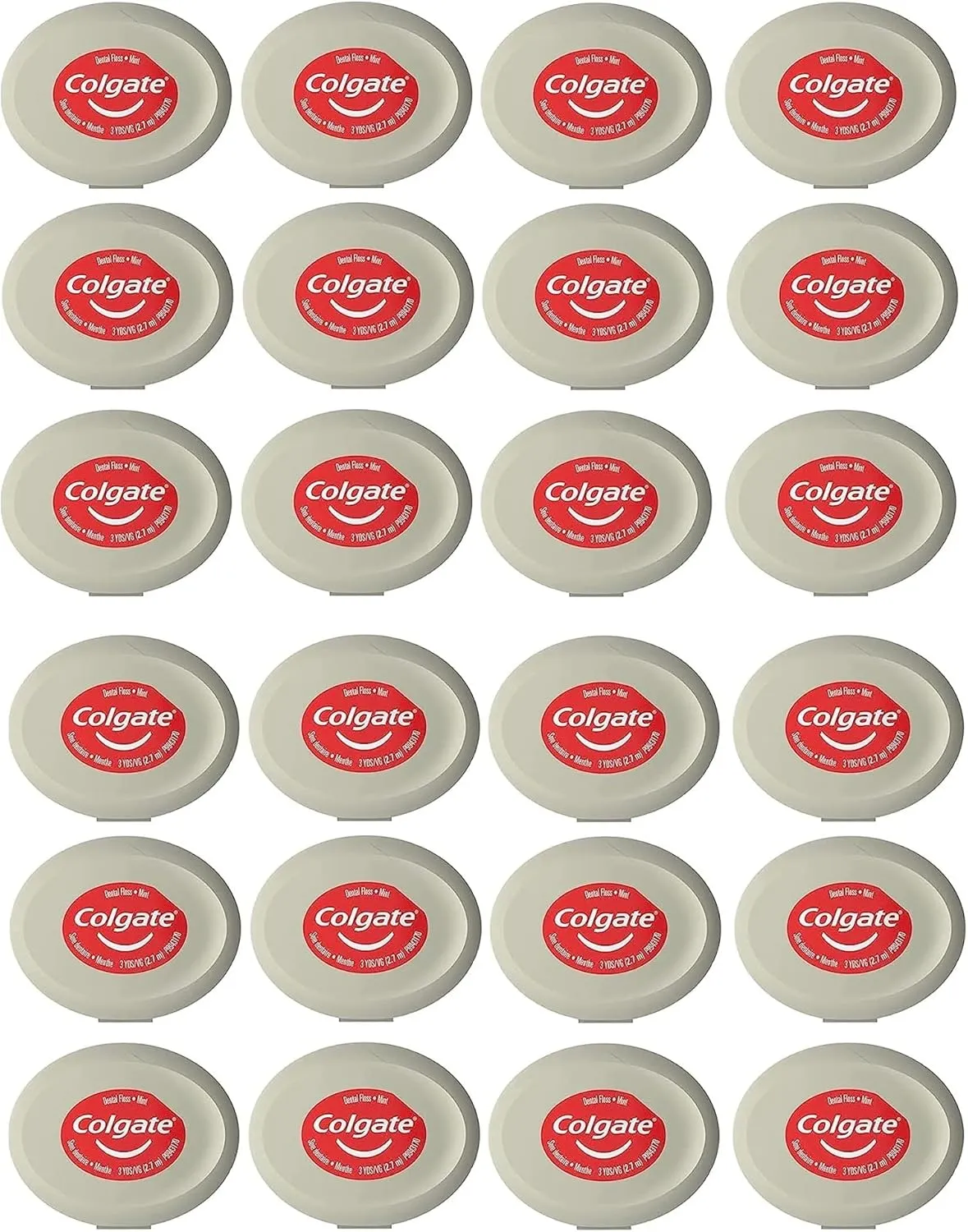 Colgate Waxed Dental Floss for Improved Mouth Health Small Travel Size 3 Yards (2.7 Meters) - Pack of 24