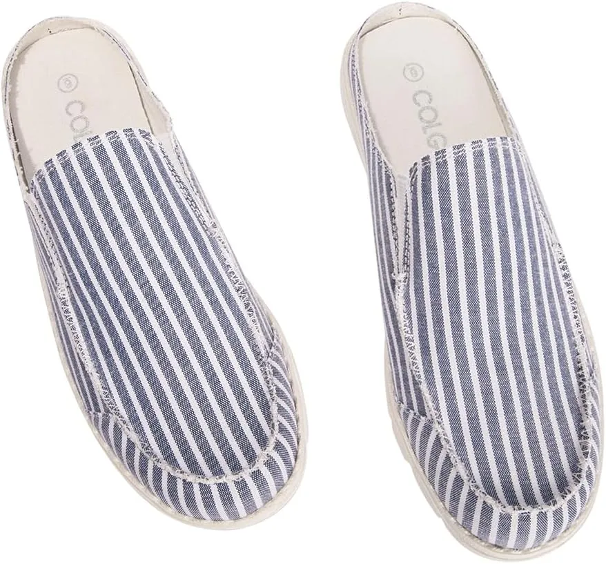 Colgo Womens Mules Shoes, Comfortable Slip on Canvas Shoes for Women