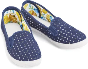 Collections Etc Stylish Laser-Cut Detail Stretch Slip-On Sneakers