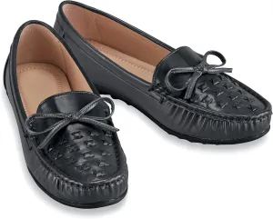 Collections Etc Woven Textured Padded Insoles Slip-On Loafers