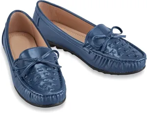 Collections Etc Woven Textured Padded Insoles Slip-On Loafers