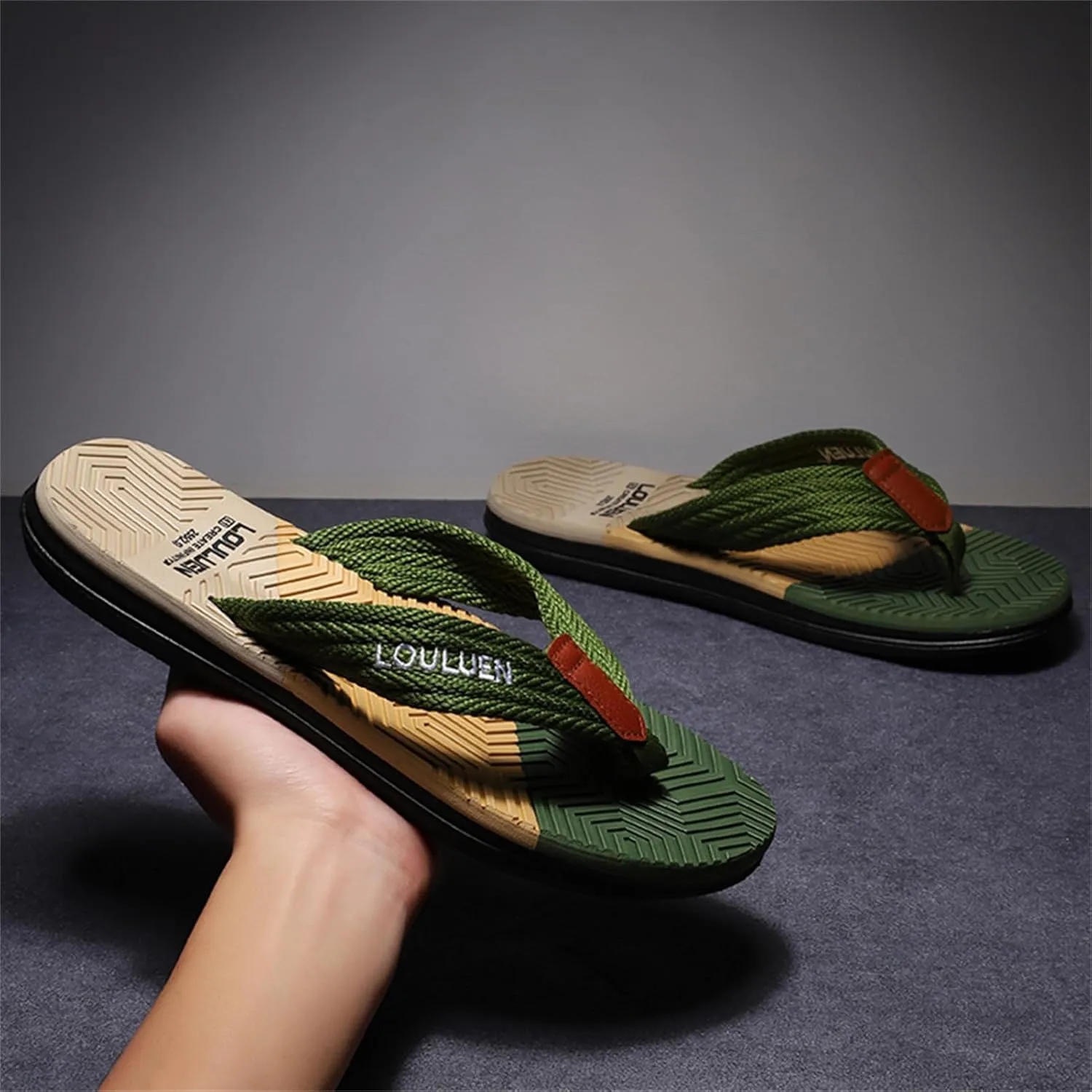 Color Block Men's Flip Flops | Beach Sandals with Anti-slip Sole | Summer Slip-on Slippers