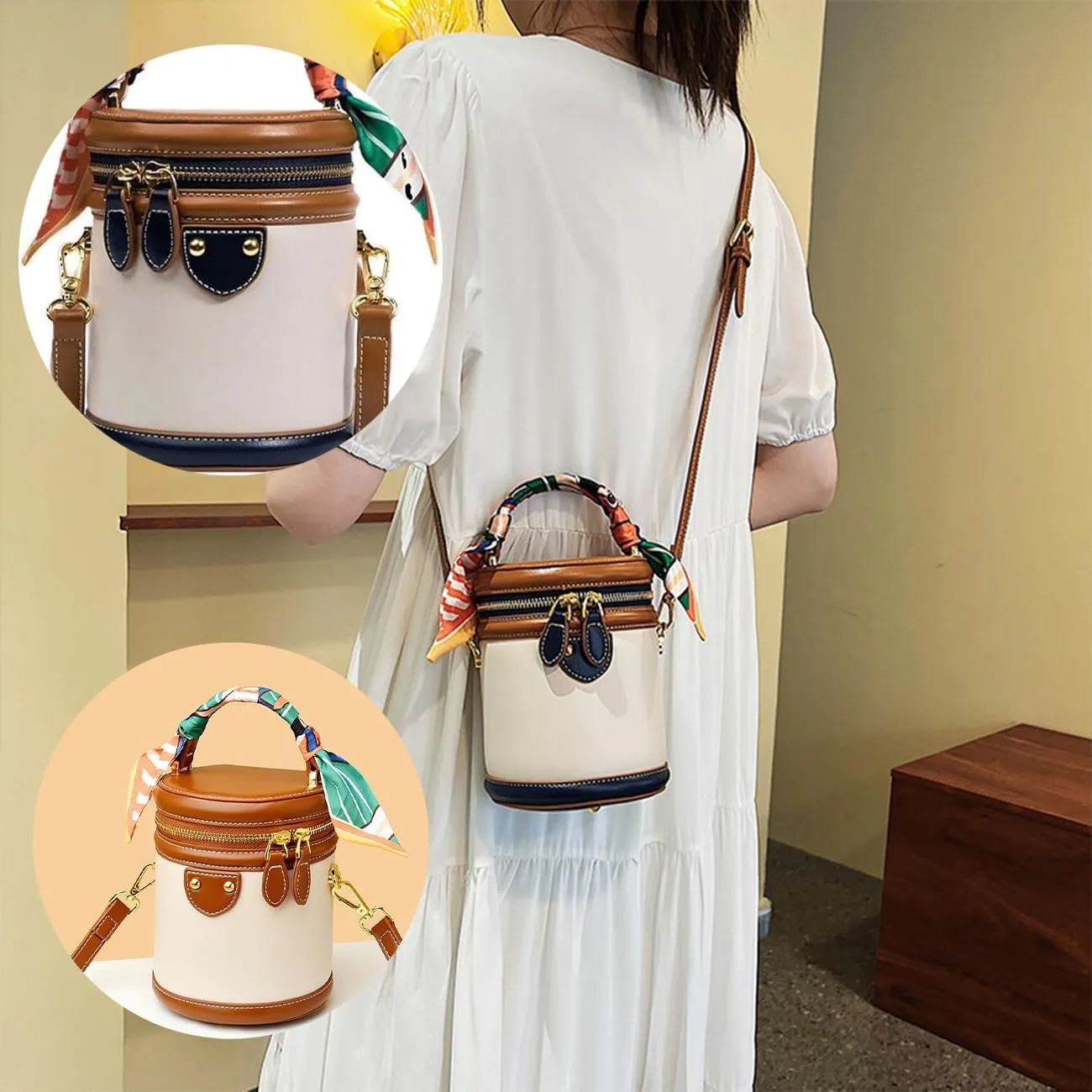Colorblock Bucket Bag for Women, Fashion Colorblock Bucket Bag Casual, Fashion Versatile Crossbody Bag