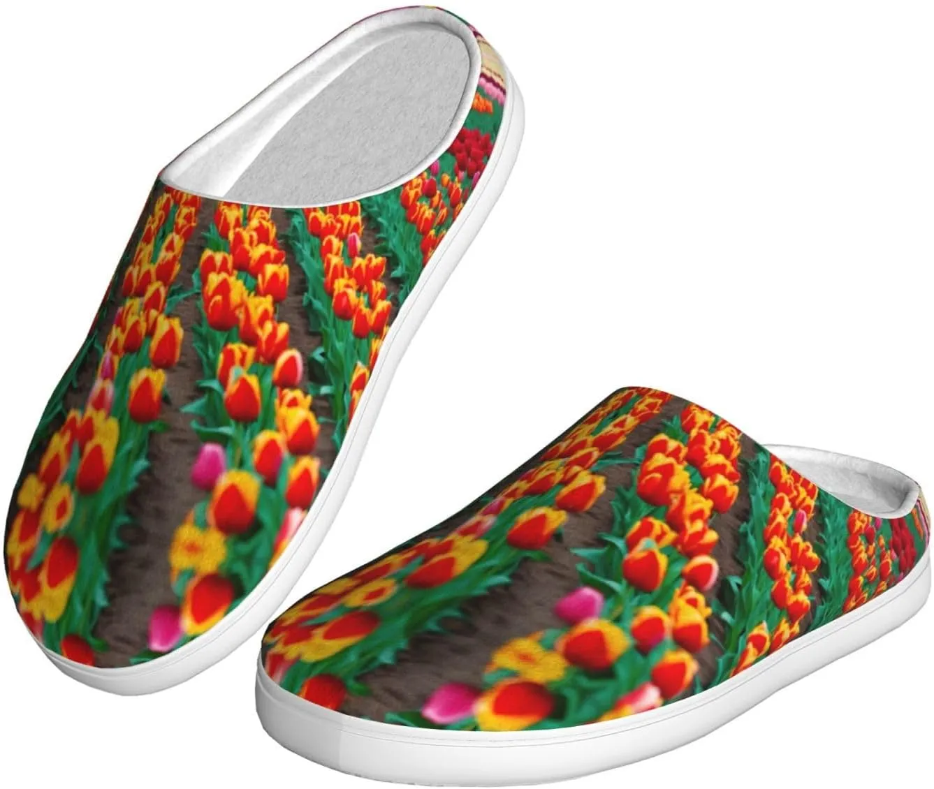 Colorful Tulips Print Versatile Use Anti Pilling Washable Slippers for Women Men Cozy Stylish shoes