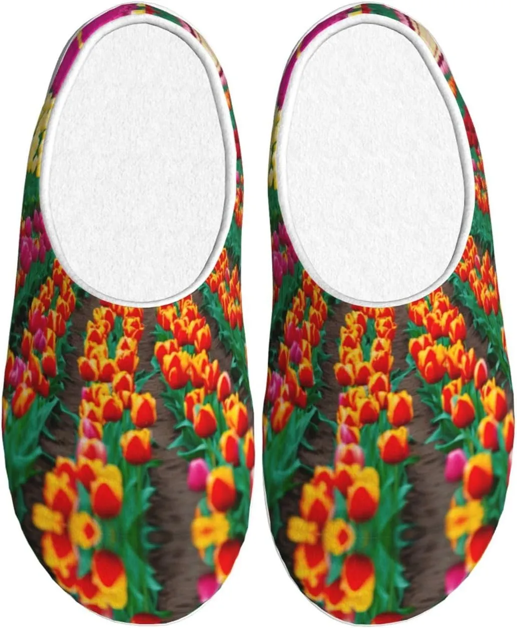 Colorful Tulips Print Versatile Use Anti Pilling Washable Slippers for Women Men Cozy Stylish shoes