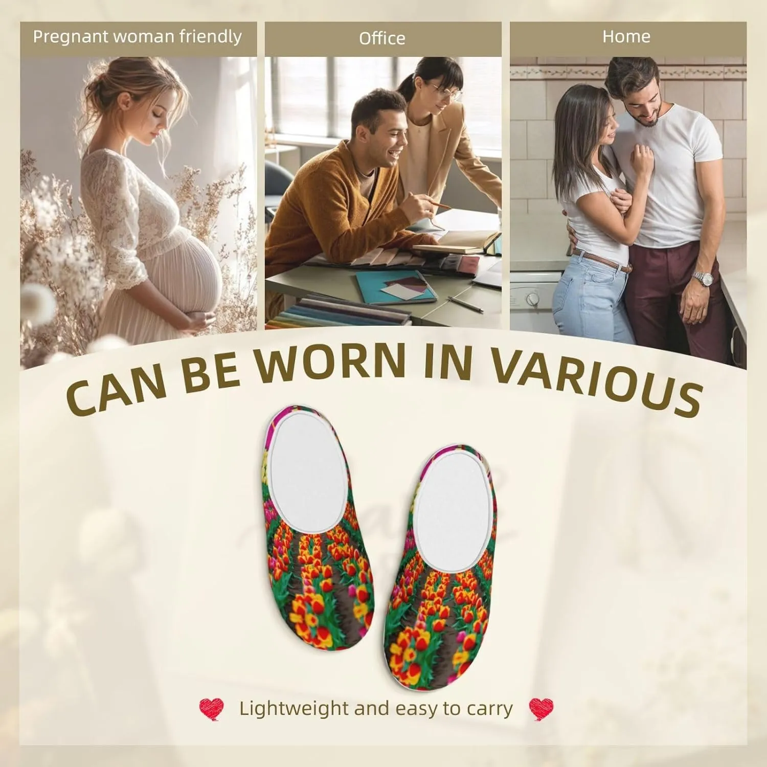 Colorful Tulips Print Versatile Use Anti Pilling Washable Slippers for Women Men Cozy Stylish shoes