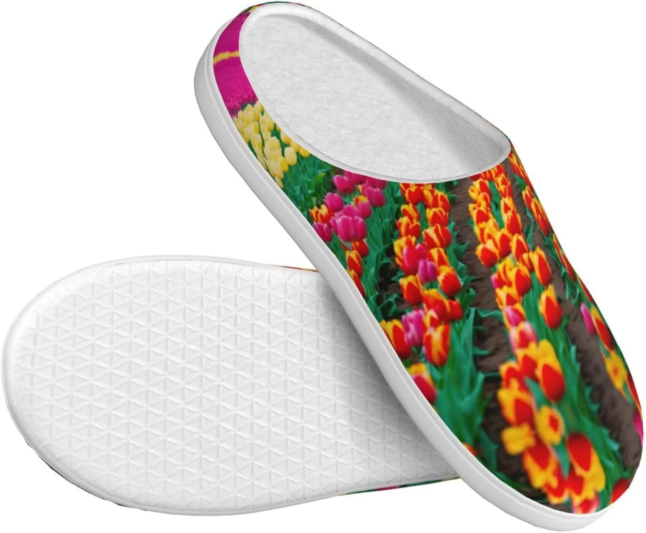 Colorful Tulips Print Versatile Use Anti Pilling Washable Slippers for Women Men Cozy Stylish shoes