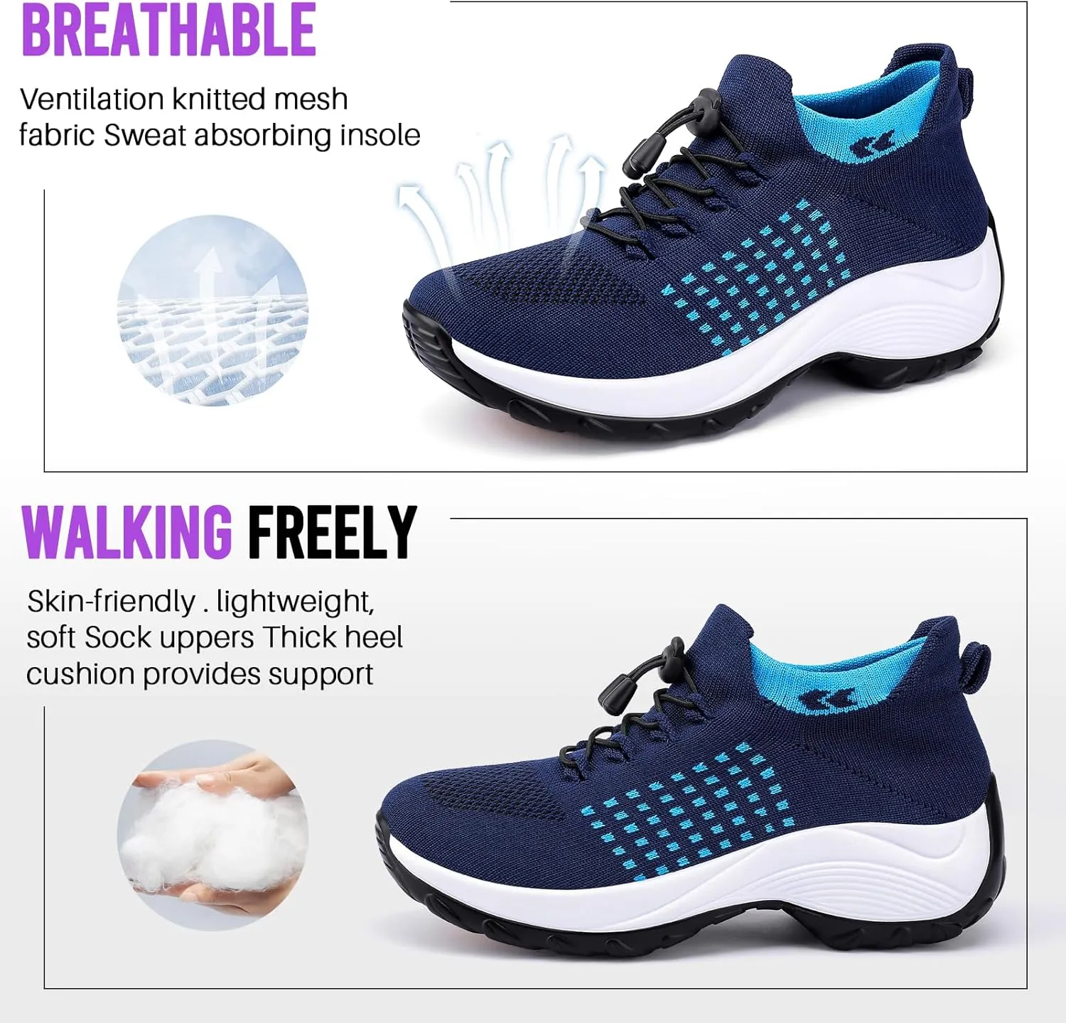 Comfortable Breathable Women Walking Shoes Slip on Trainers Women's Orthopedic Casual Ladies Shoe Thick Bottom