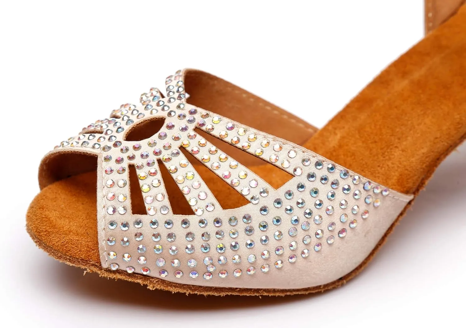 Comfortable Dancing Heels for Women Satin Party Wedding Sandals with Rhinestone