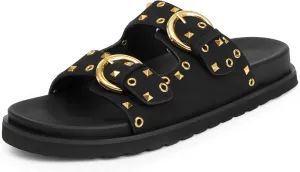 Comfortable Slide Sandals for Women Footbed Flat Sandals Casual Dressy Shoes