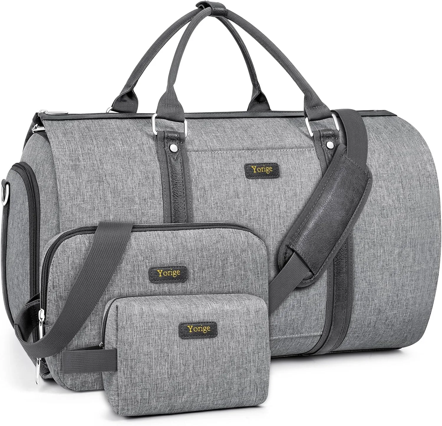 Convertible Garment Duffle Bags for Travel - Carry on Garment Bag for Men Women Large Travel Duffel Bag with Crossbody Bag 4pcs Set, 2 in 1 Hanging Suit Dress Clothes Travel Bag