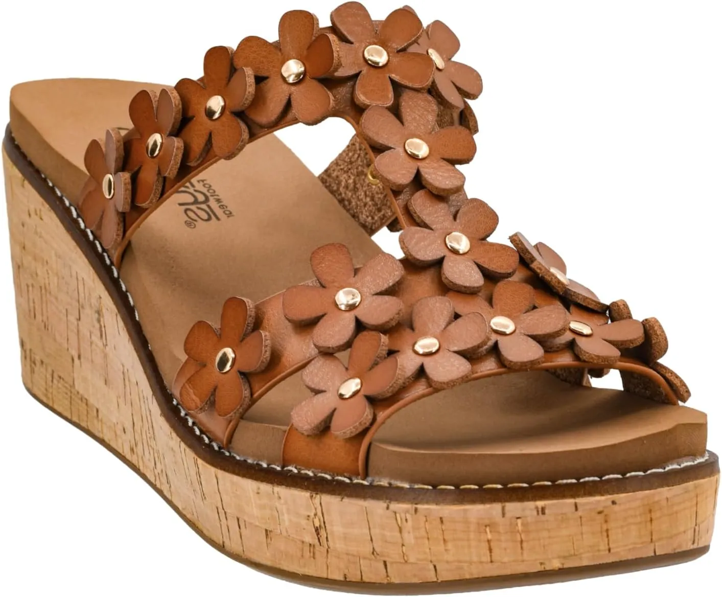 Corkys Footwear Mic Drop 2.5-inch Strappy Wedge Sandals - Floral Strap Details & Comfortable EVA Insoles