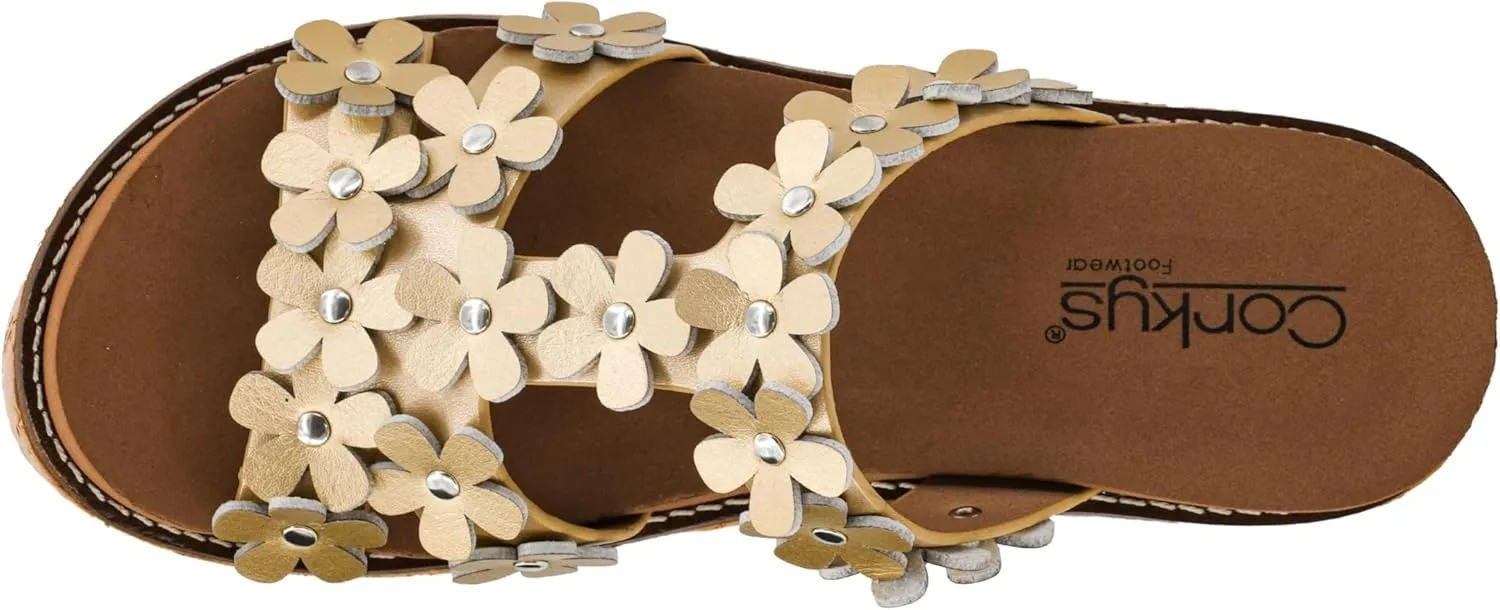 Corkys Footwear Mic Drop 2.5-inch Strappy Wedge Sandals - Floral Strap Details & Comfortable EVA Insoles