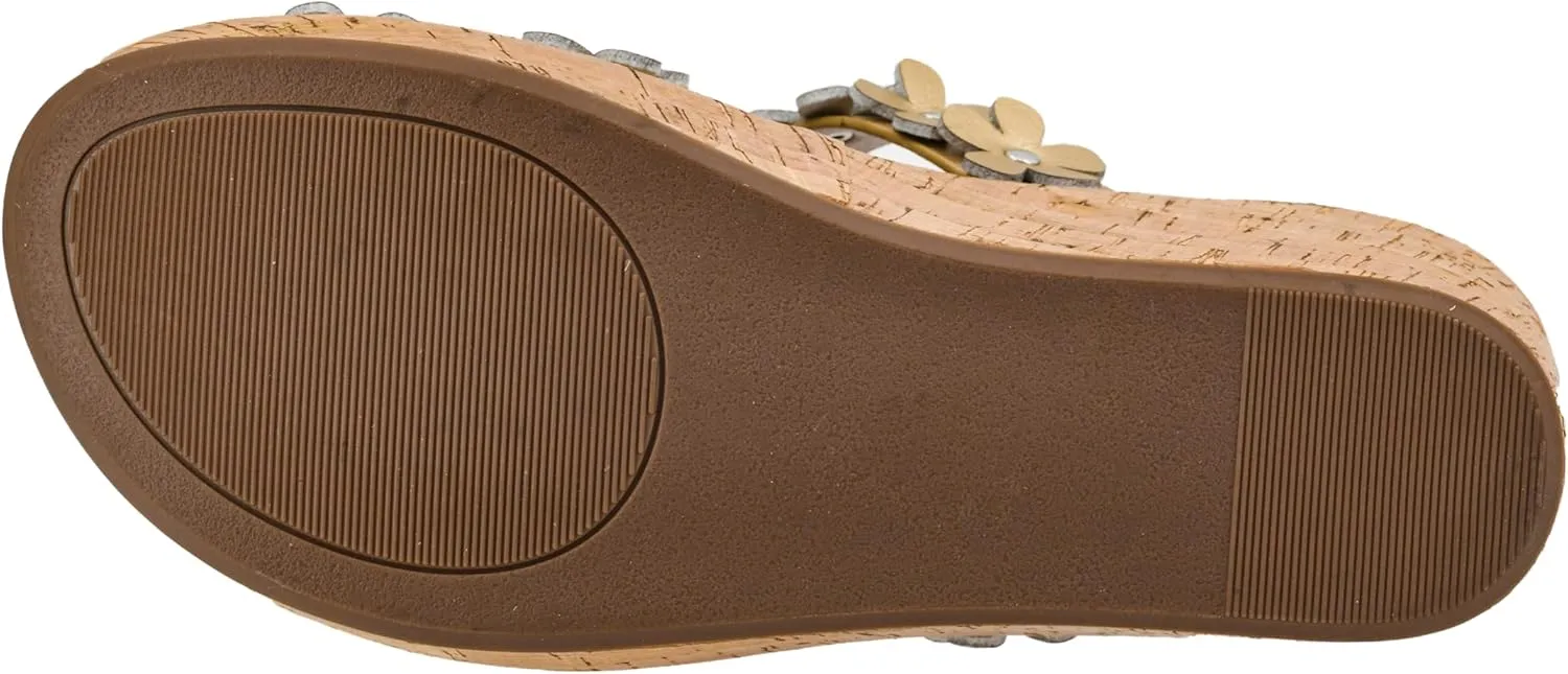 Corkys Footwear Mic Drop 2.5-inch Strappy Wedge Sandals - Floral Strap Details & Comfortable EVA Insoles