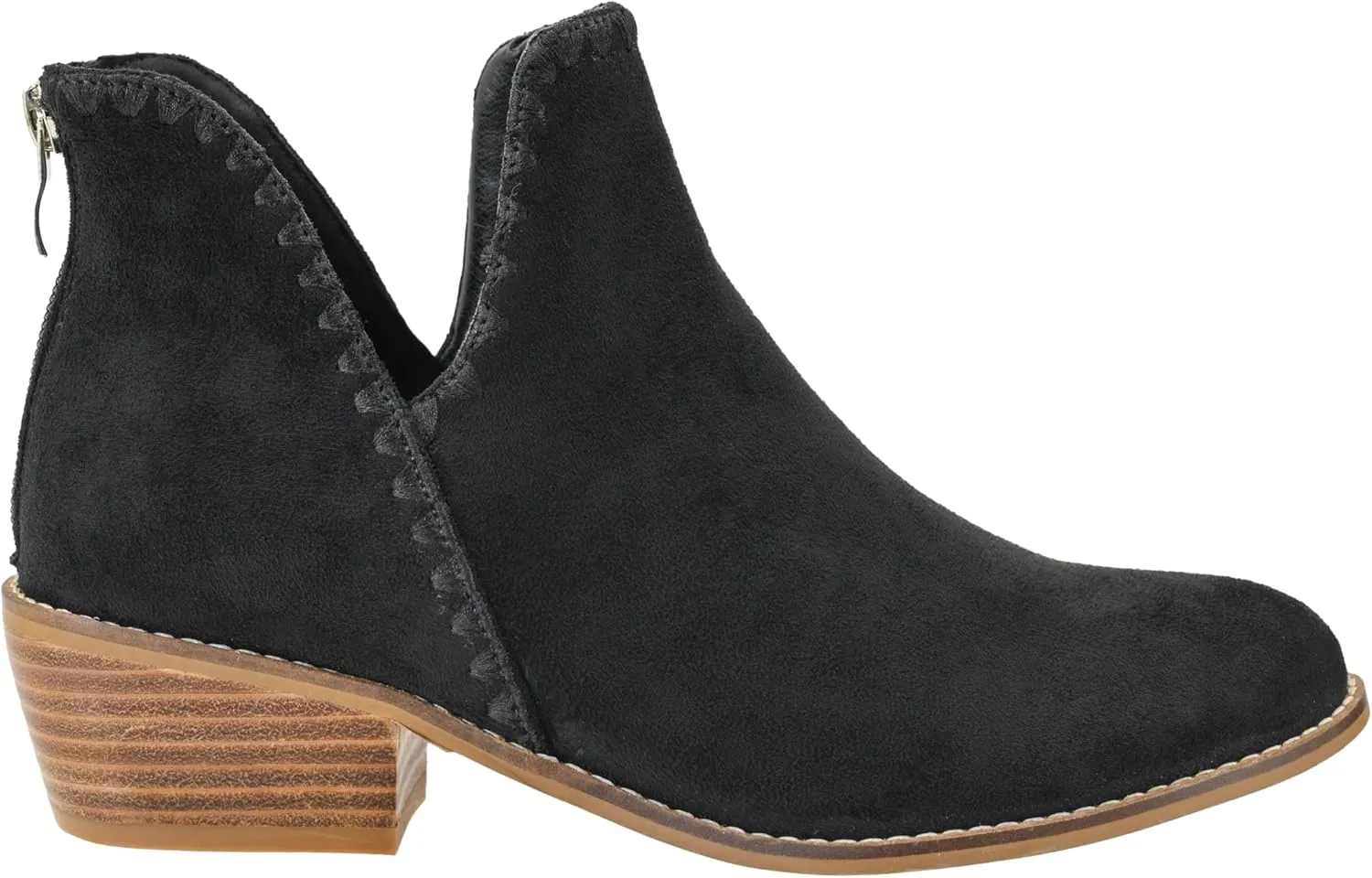 Corkys Footwear Spice It Up 2-Inch Stacked Heel Booties Black Faux Suede with Memory Foam Insoles and Back Zipper - Versatile Fall Fashion Essential