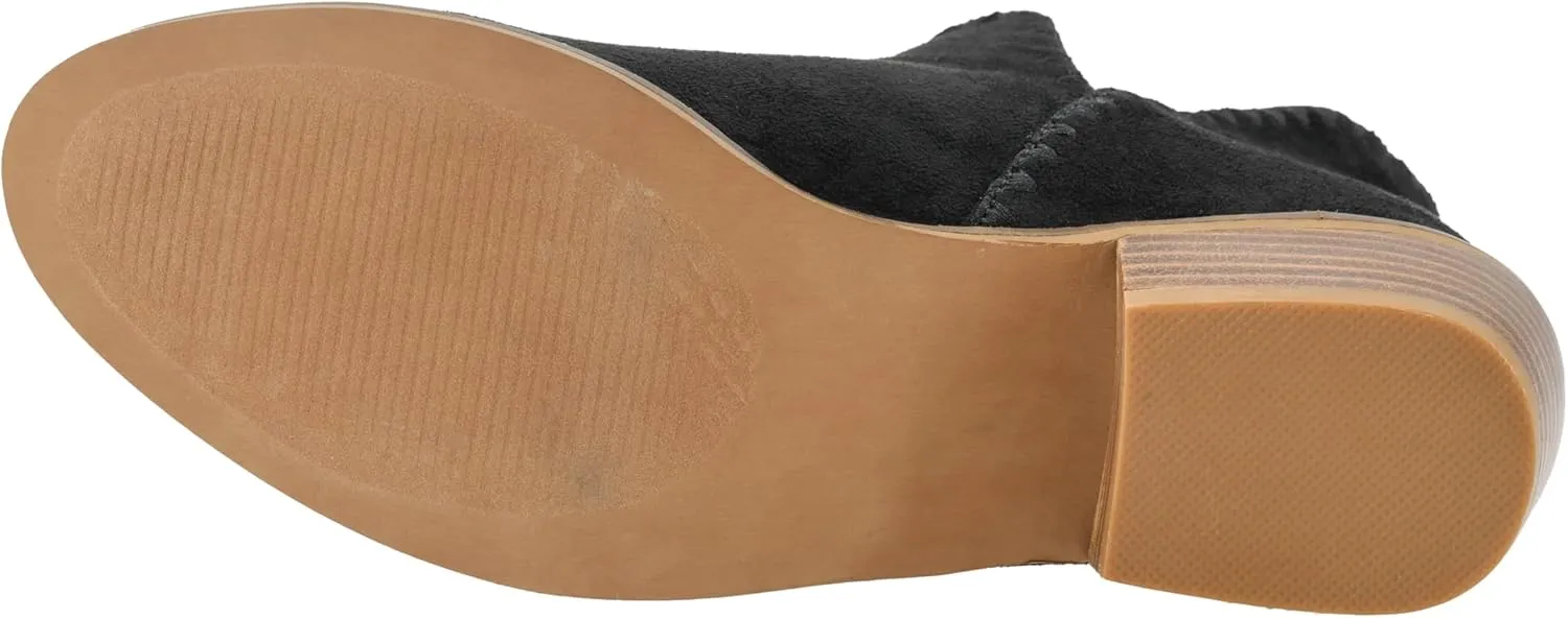 Corkys Footwear Spice It Up 2-Inch Stacked Heel Booties Black Faux Suede with Memory Foam Insoles and Back Zipper - Versatile Fall Fashion Essential
