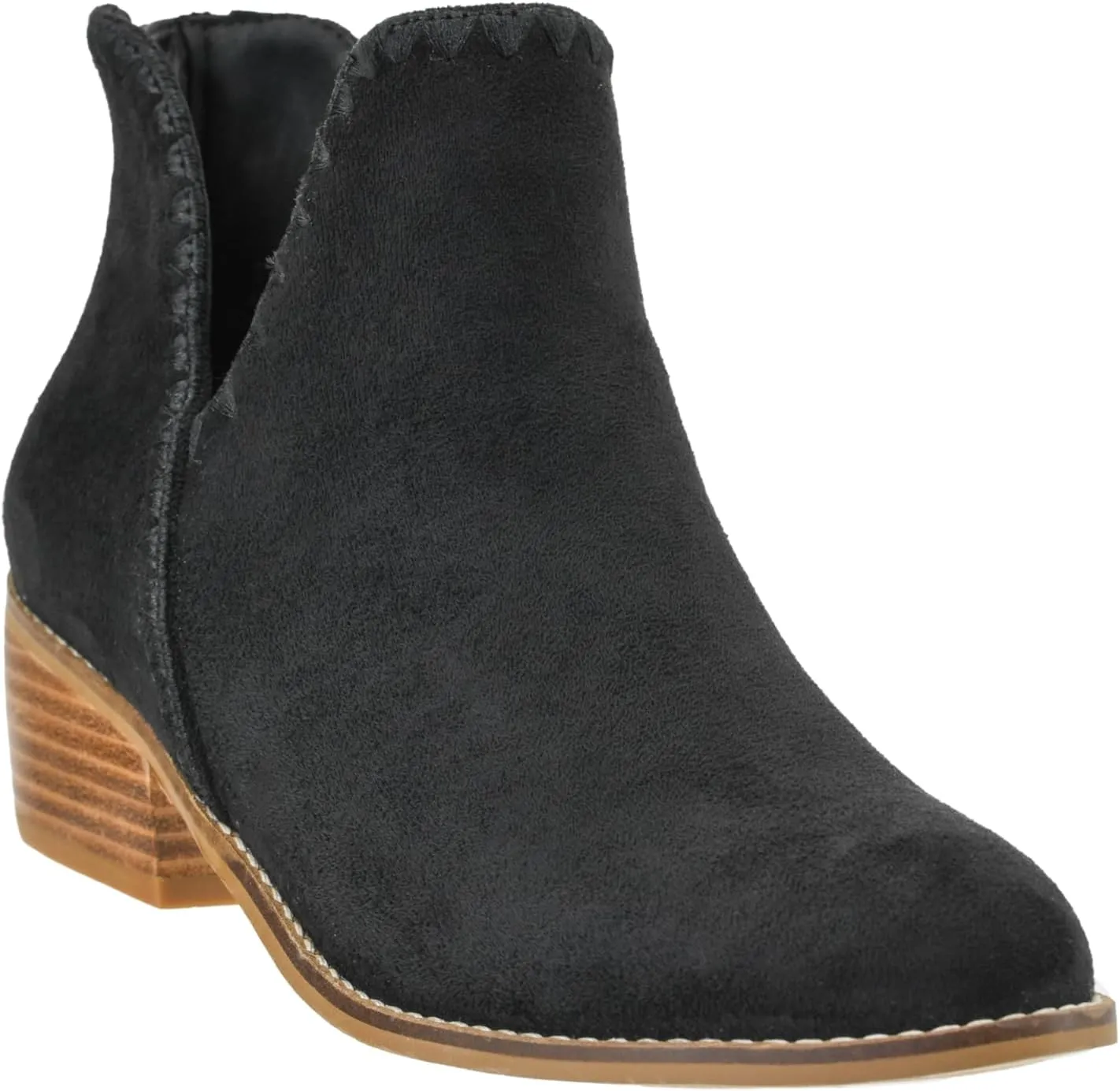 Corkys Footwear Spice It Up 2-Inch Stacked Heel Booties Black Faux Suede with Memory Foam Insoles and Back Zipper - Versatile Fall Fashion Essential