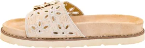 Corkys Footwear Women's Slid In My DM Slip-On Sandals – Comfortable, Cushioned, Lightweight, Floral Detail, Versatile Summer Style Natural Size 10