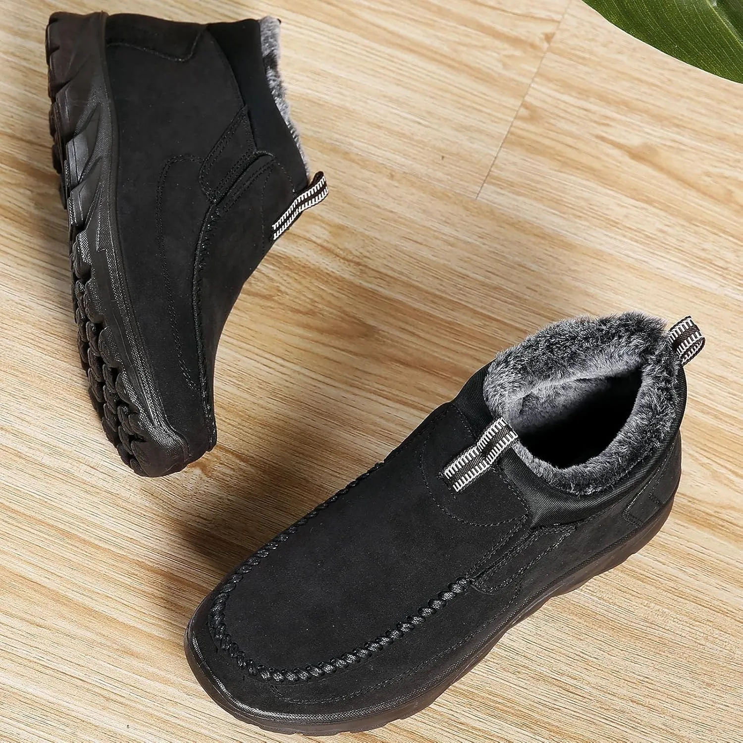 COSIDRAM Men Shoes Winter Snow Boots Cotton-padded Slip on Casual Warm Walking Sneakers House Shoes