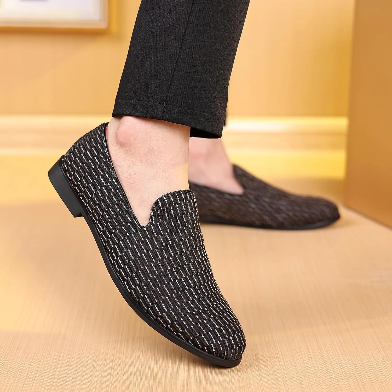 COSIDRAM Men's Dress Loafers Classic Tuxedo Suit Moccasins Comfort Slip On Casual Shoes