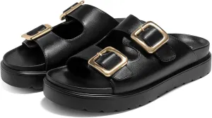 Coutgo Womens Platform Sandals Comfortable Arch Support Slip on Flat Slides Buckle Summer Beach Sandal Shoes