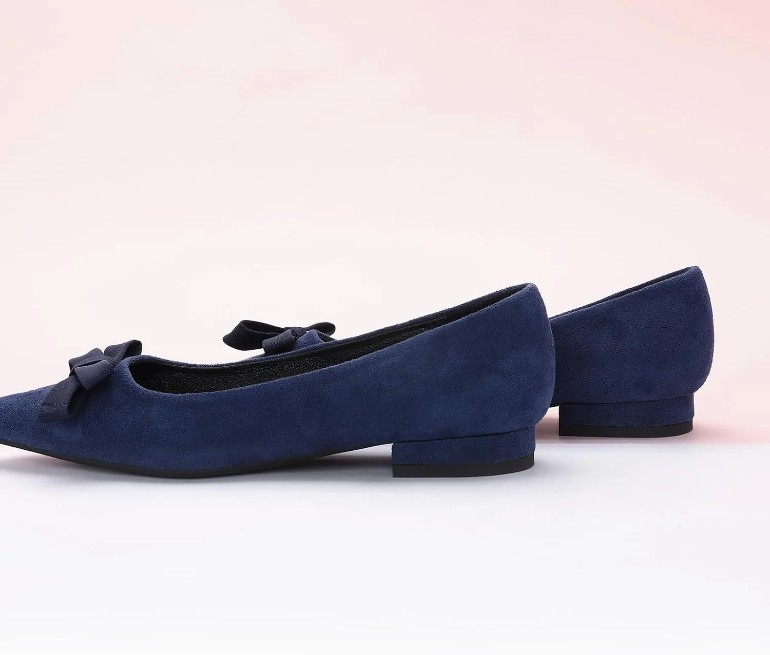 C.Paravano Women's Suede Bow Knot Ballet Flats Pointed Toe Slip-On Comfort Shoes for Casual & Formal Wear