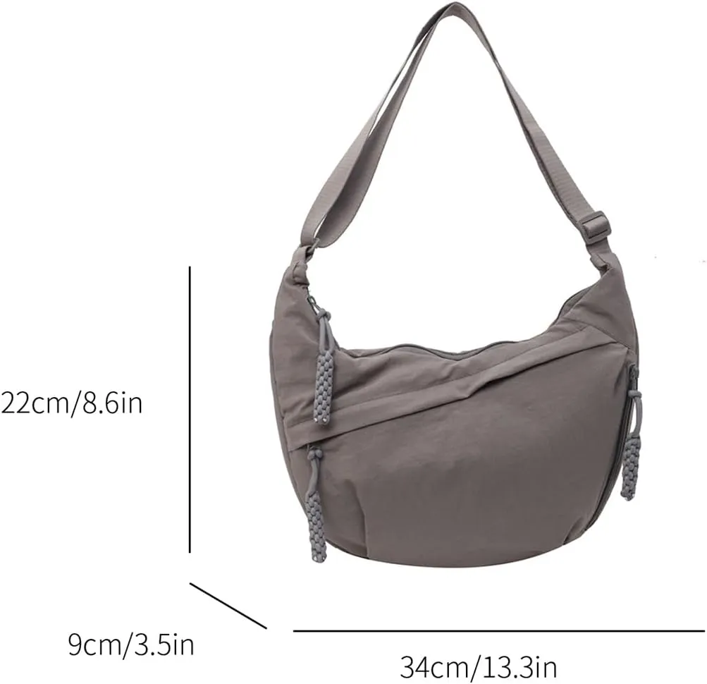Crescent Crossbody Bags for Women Nylon Slouchy Sling Hobo Bag,Spacious Dumpling Shoulder Handbag Cross Body Purses