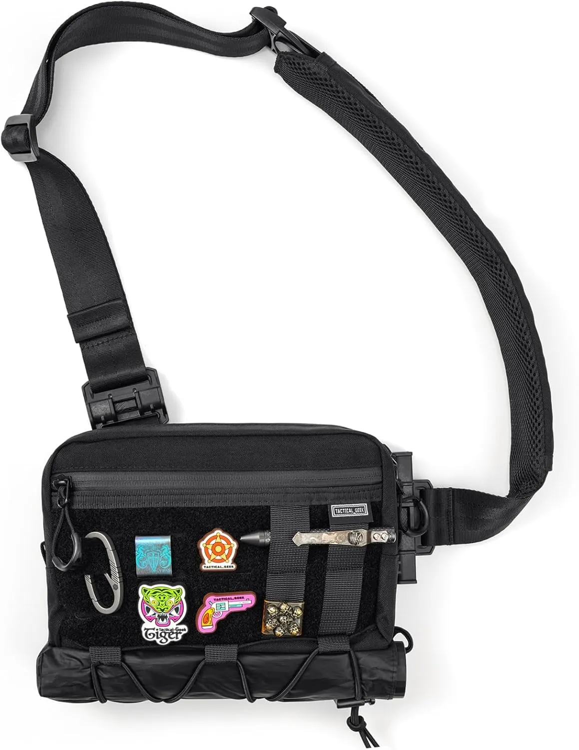 Crossbody Shoulder Bag, Nylon Multipurpose Daypack, Chest Backpack Casual Shoulder for Daily Carry (Black-L3S-CR-Small)