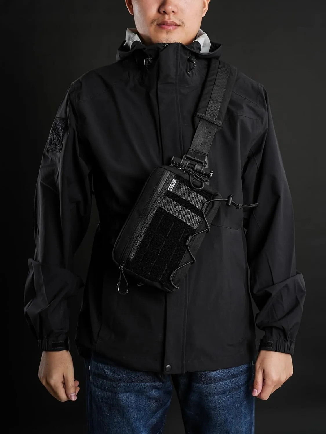 Crossbody Shoulder Bag, Nylon Multipurpose Daypack, Chest Backpack Casual Shoulder for Daily Carry (Black-L3S-CR-Small)