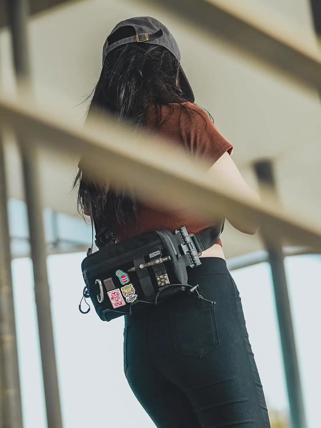 Crossbody Shoulder Bag, Nylon Multipurpose Daypack, Chest Backpack Casual Shoulder for Daily Carry (Black-L3S-CR-Small)
